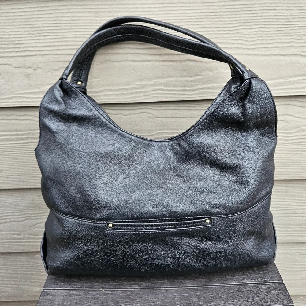 Michael Kors Austin Large Black Hobo Shoulder Bag Purse Full-Grain Leather